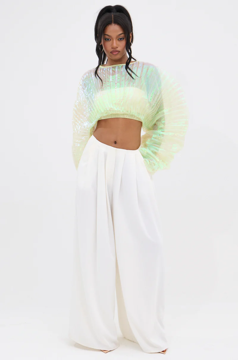 CHAR PLEATED IRIDESCENT CROP TOP - Image 7