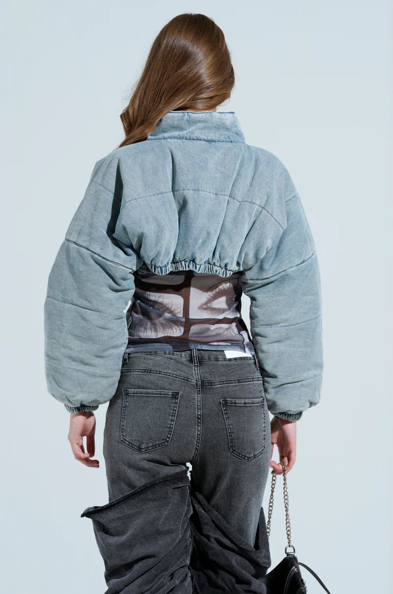 CHARLI CROPPED DENIM PUFFER - Image 6