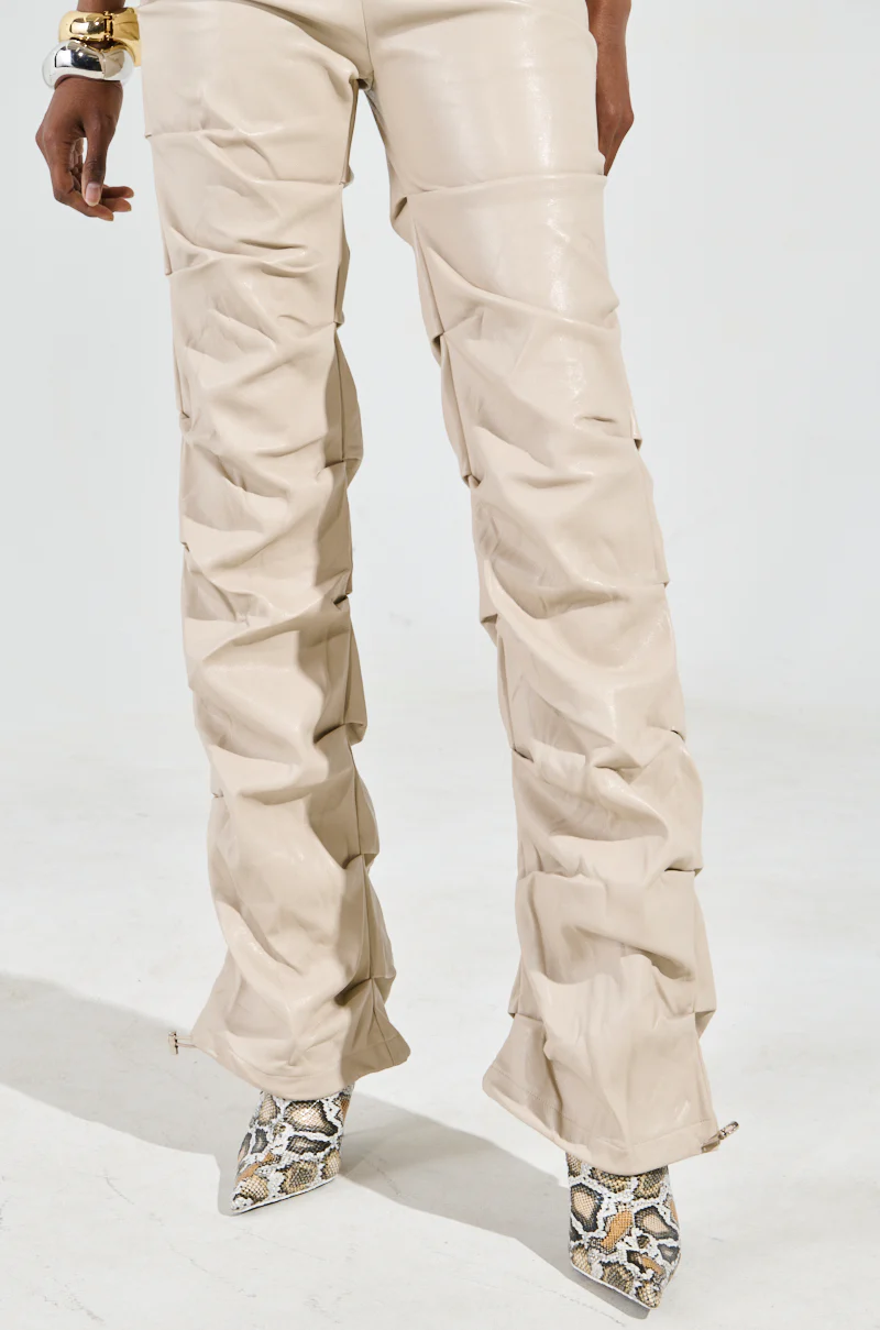 CHARLI STACKED PU JUMPSUIT IN IVORY - Image 7