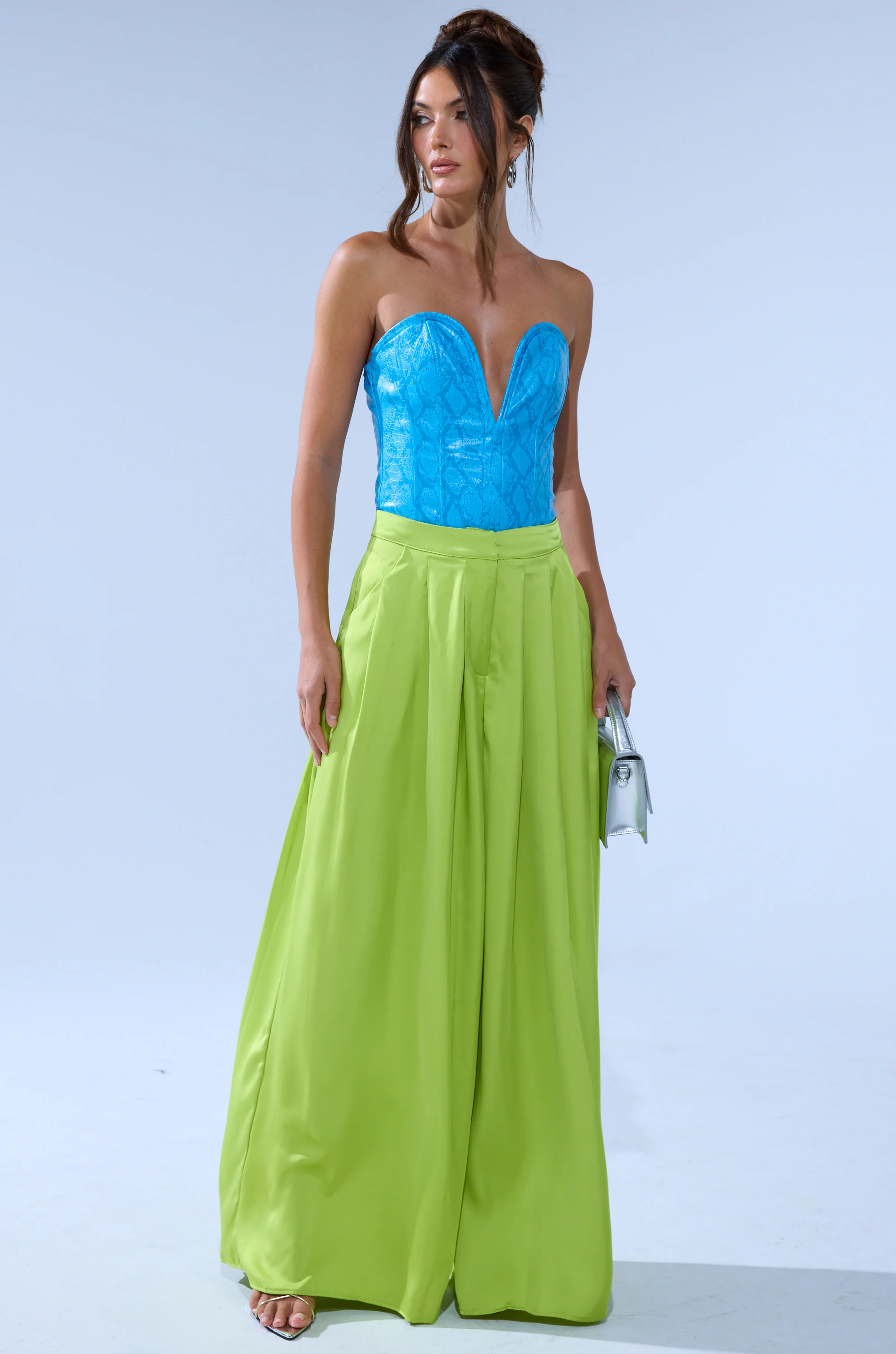 CHARTREUSE PLEATED PALAZZO PANT - Image 6