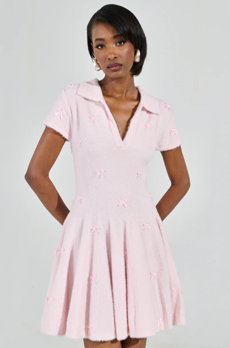 BOW DOWN GIRL MINI DRESS IN PINK - Image 2