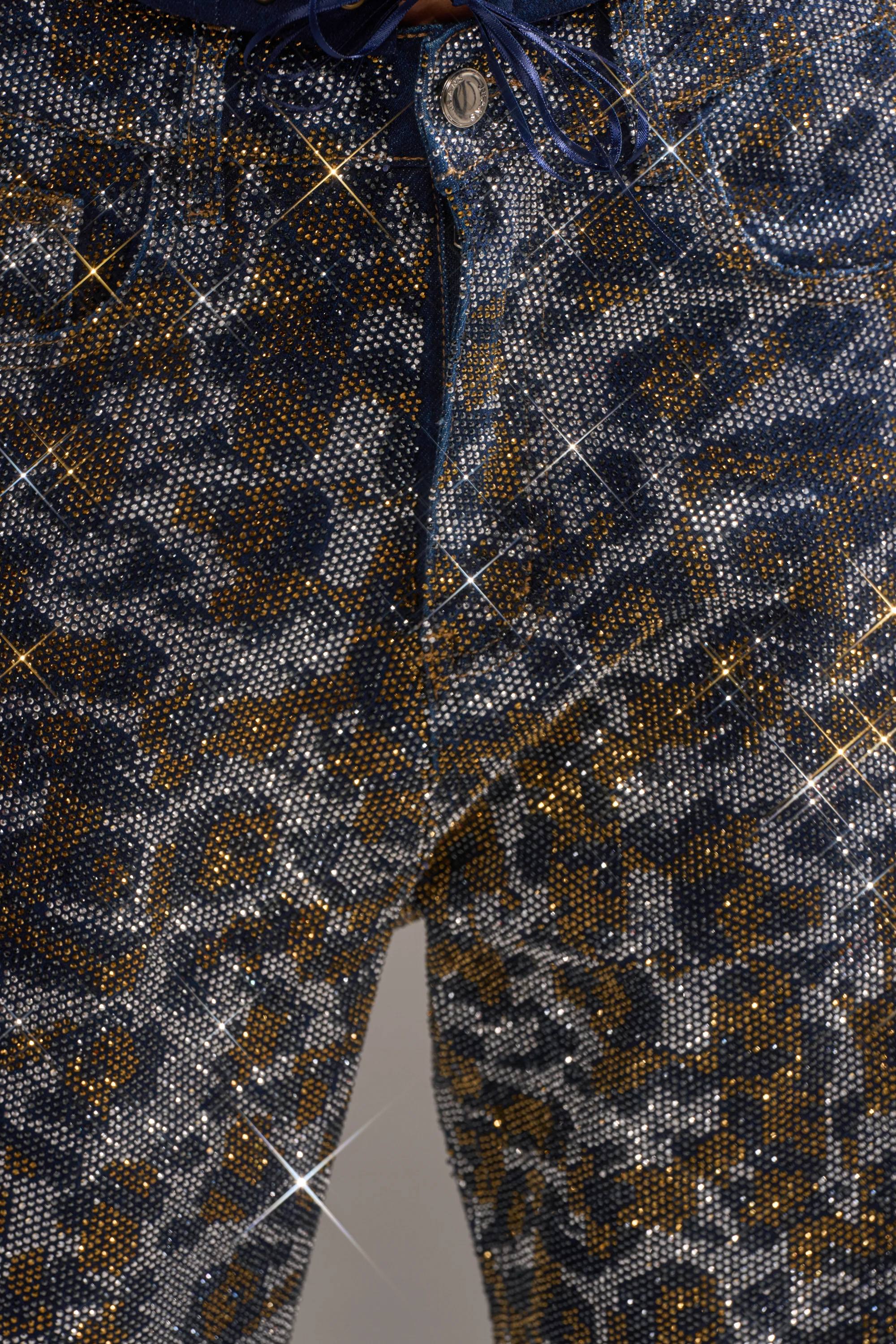 CHEETAH GIRLY RHINESTONE DENIM PANT - Image 6