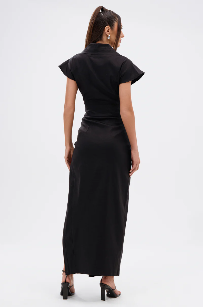 CHELSEA BUTTON SIDE COATED DENIM MAXI DRESS - Image 6