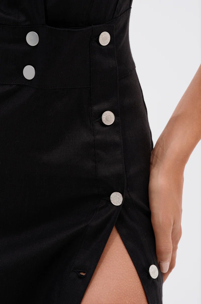 CHELSEA BUTTON SIDE COATED DENIM MAXI DRESS - Image 8