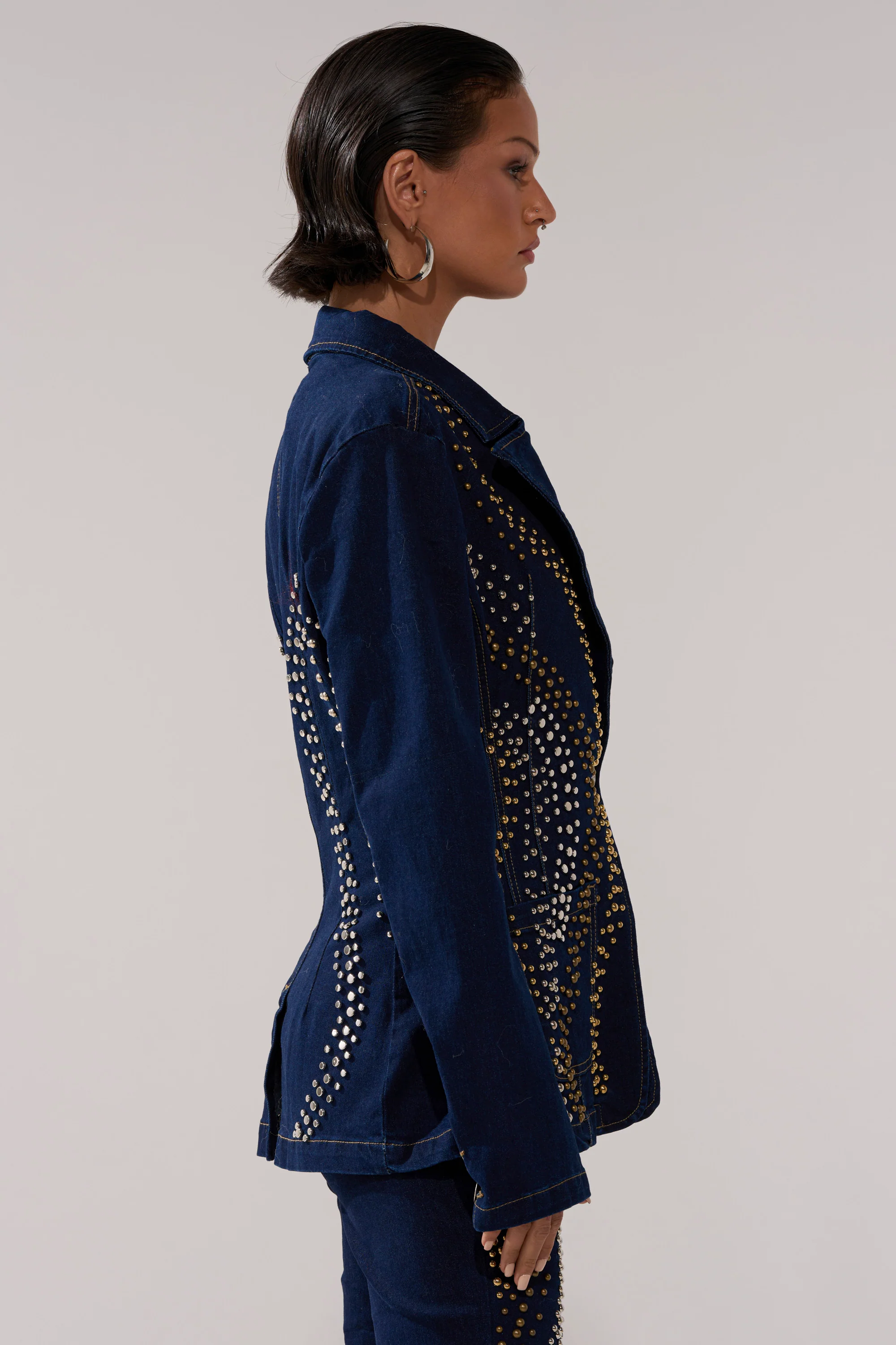 CHEYENNE STUDDED DENIM BLAZER - Image 4