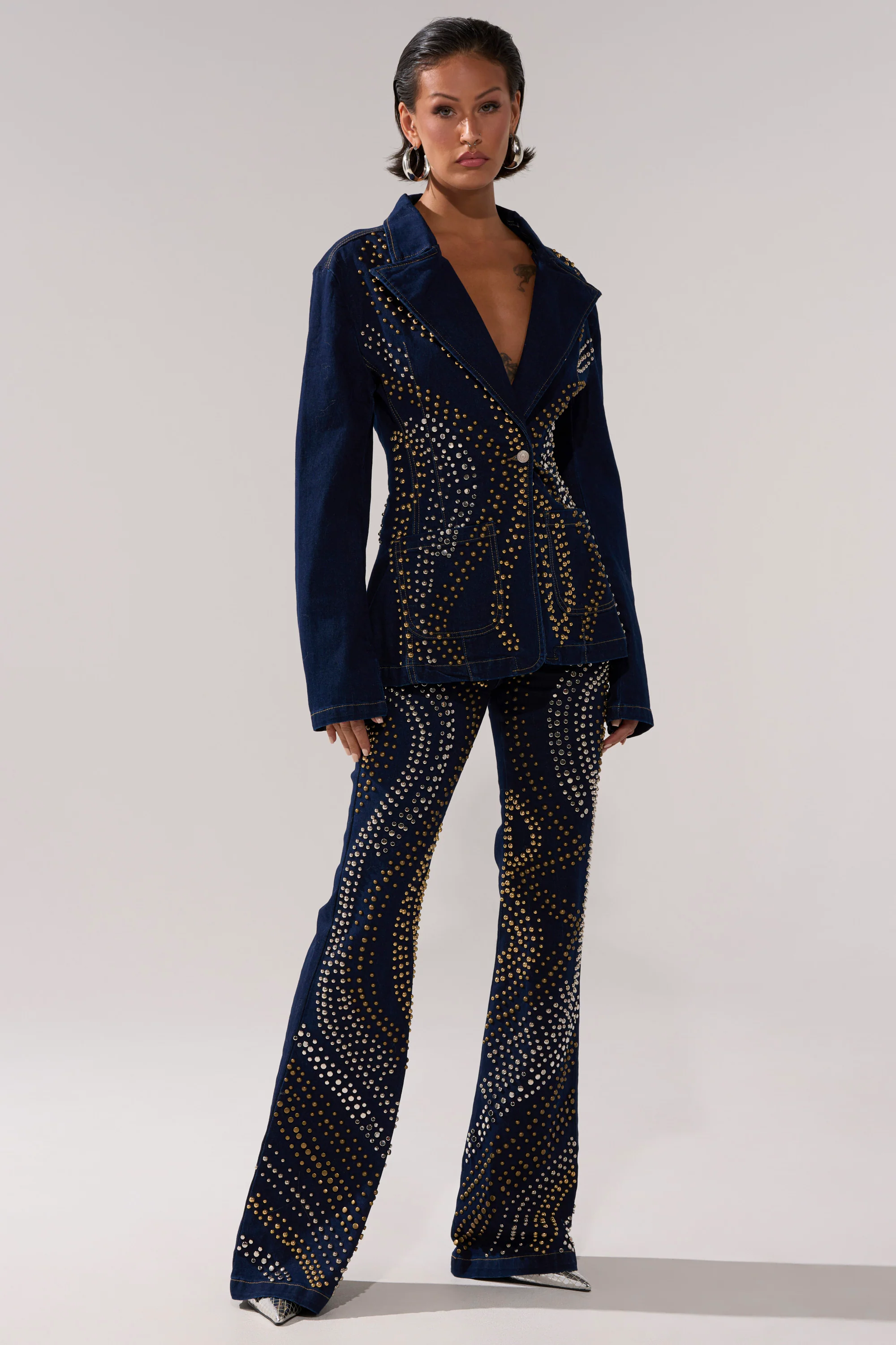 CHEYENNE STUDDED DENIM BLAZER - Image 6