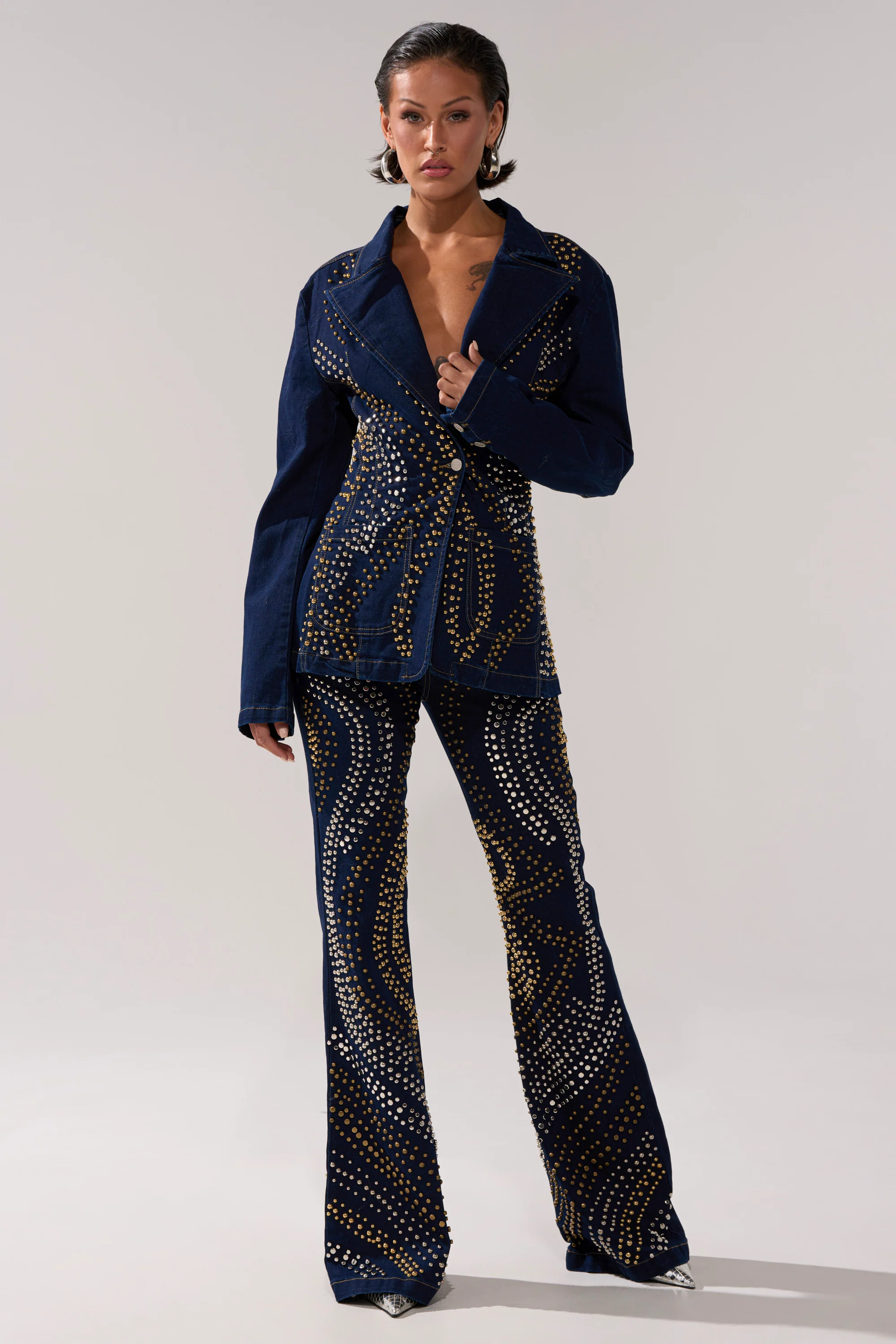 CHEYENNE STUDDED DENIM BLAZER - Image 7