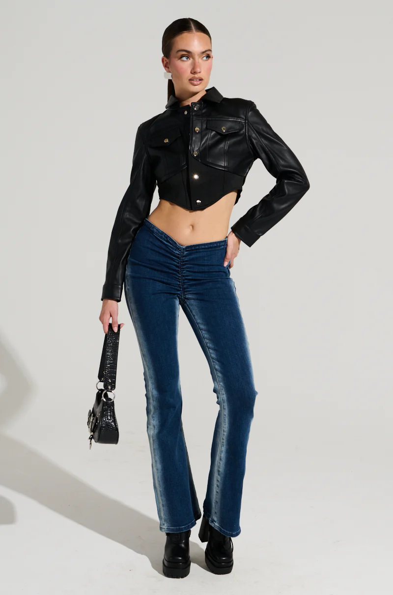 CINCHED UP DENIM PANT IN MEDIUM BLUE DENIM - Image 5