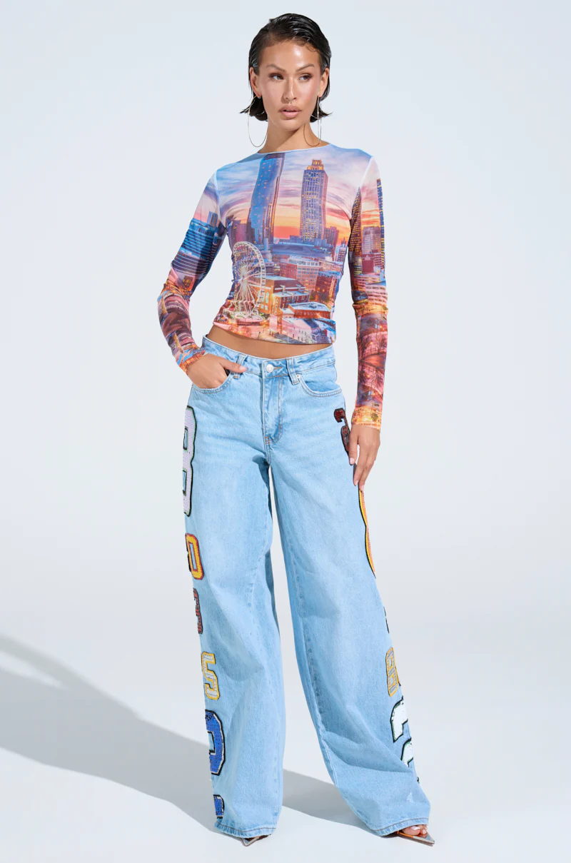 CITY LIGHTS MESH LONG SLEEVE TOP - Image 6