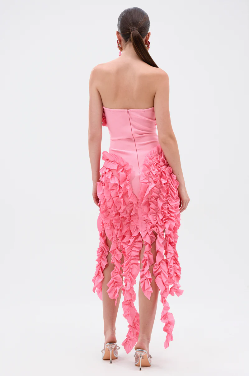 CITY LIGHTS RUFFLE MIDI DRESS IN LIGHT PINK - Image 6