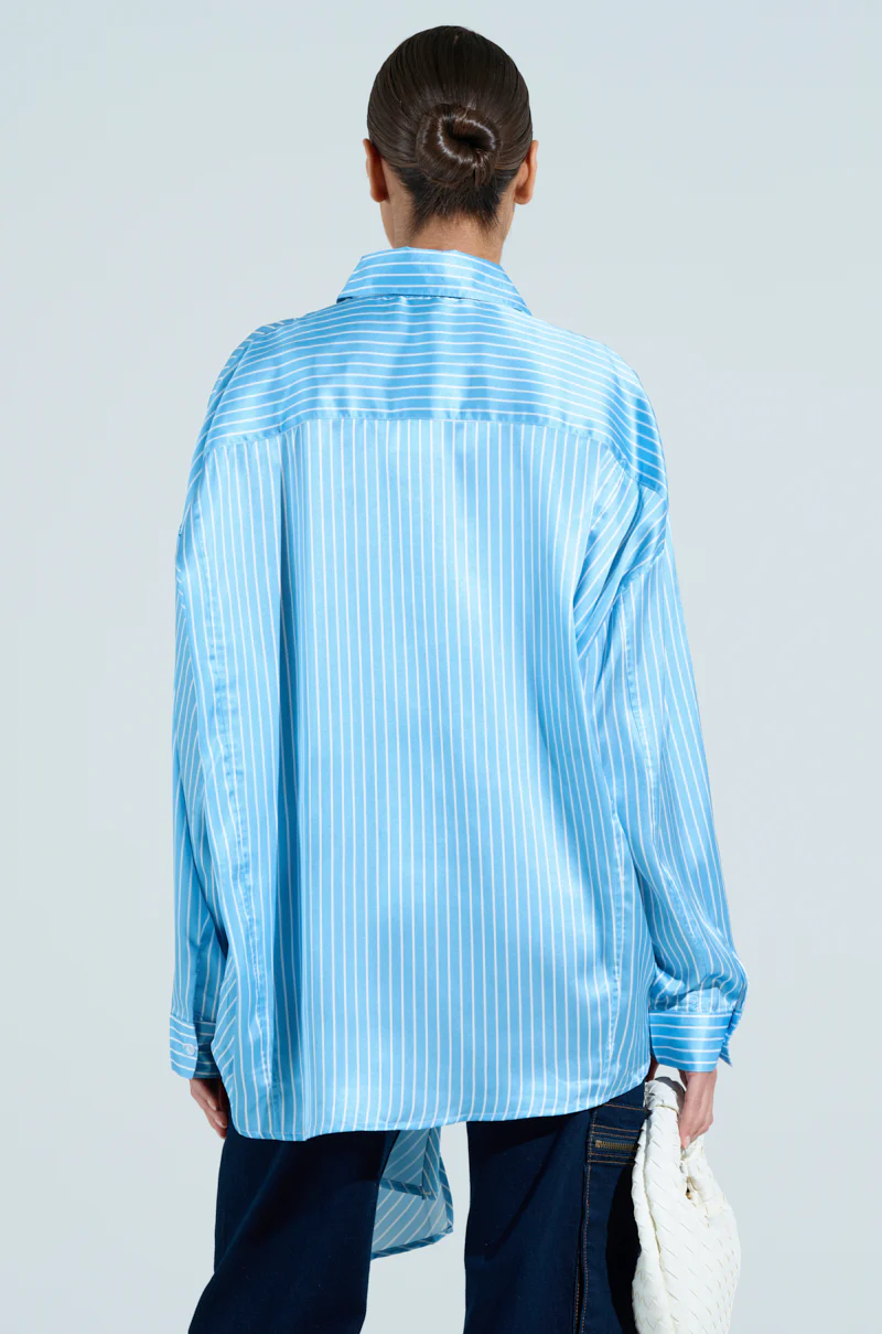 CLAIRE BIG BOW STRIPED BUTTON UP SHIRT - Image 5