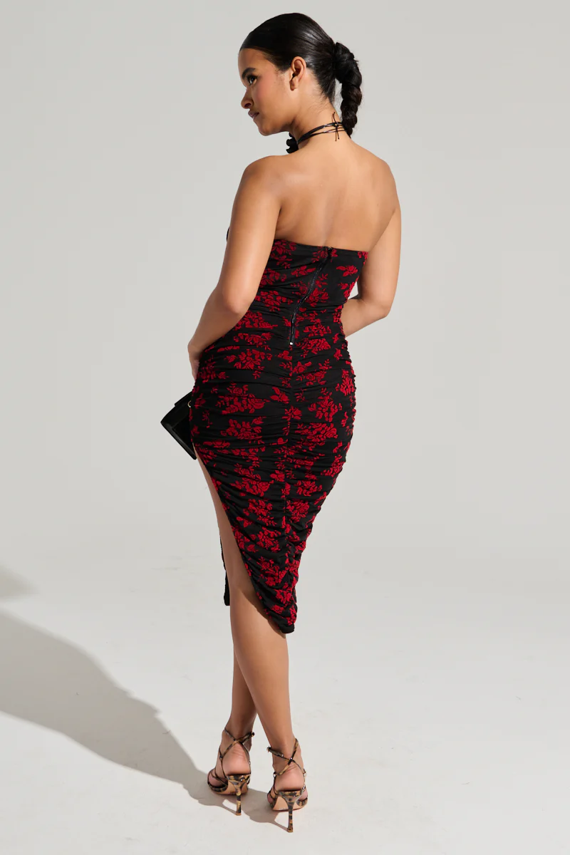 CLARA FLORAL VELVET BURNOUT MIDI DRESS - Image 5