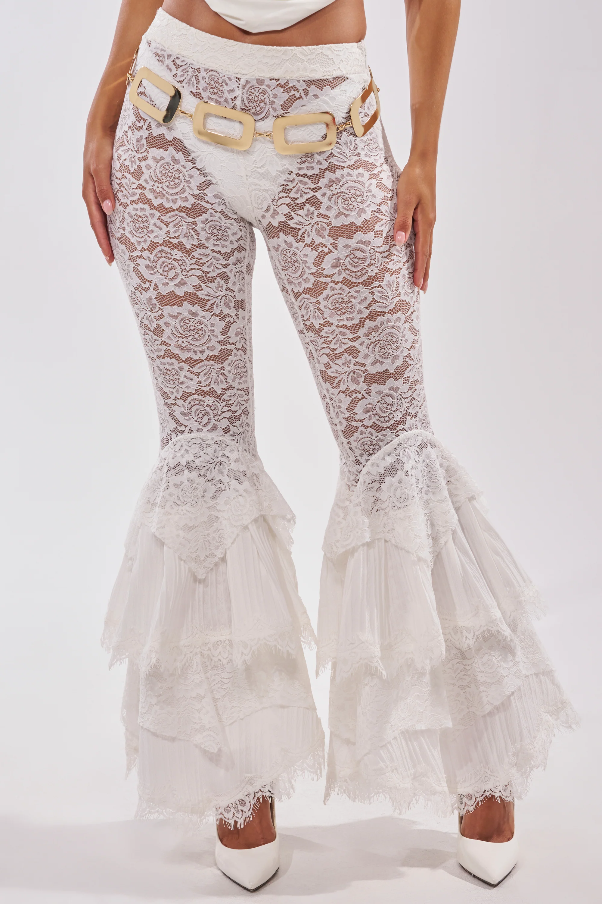 COACHELLA LACE RUFFLE PANTS - Image 2