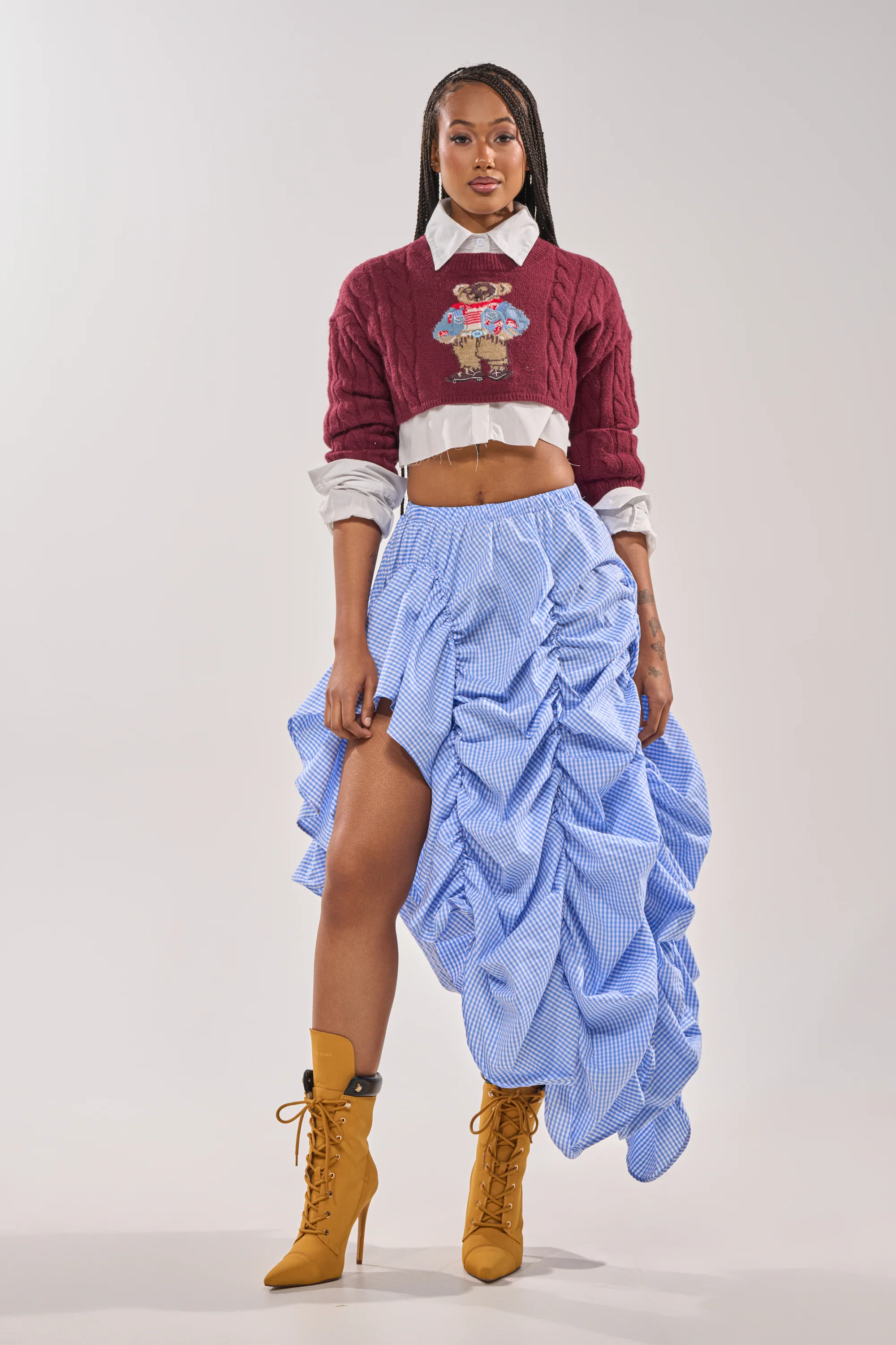 COASTING STRIPE RUCHED SKIRT - Image 7
