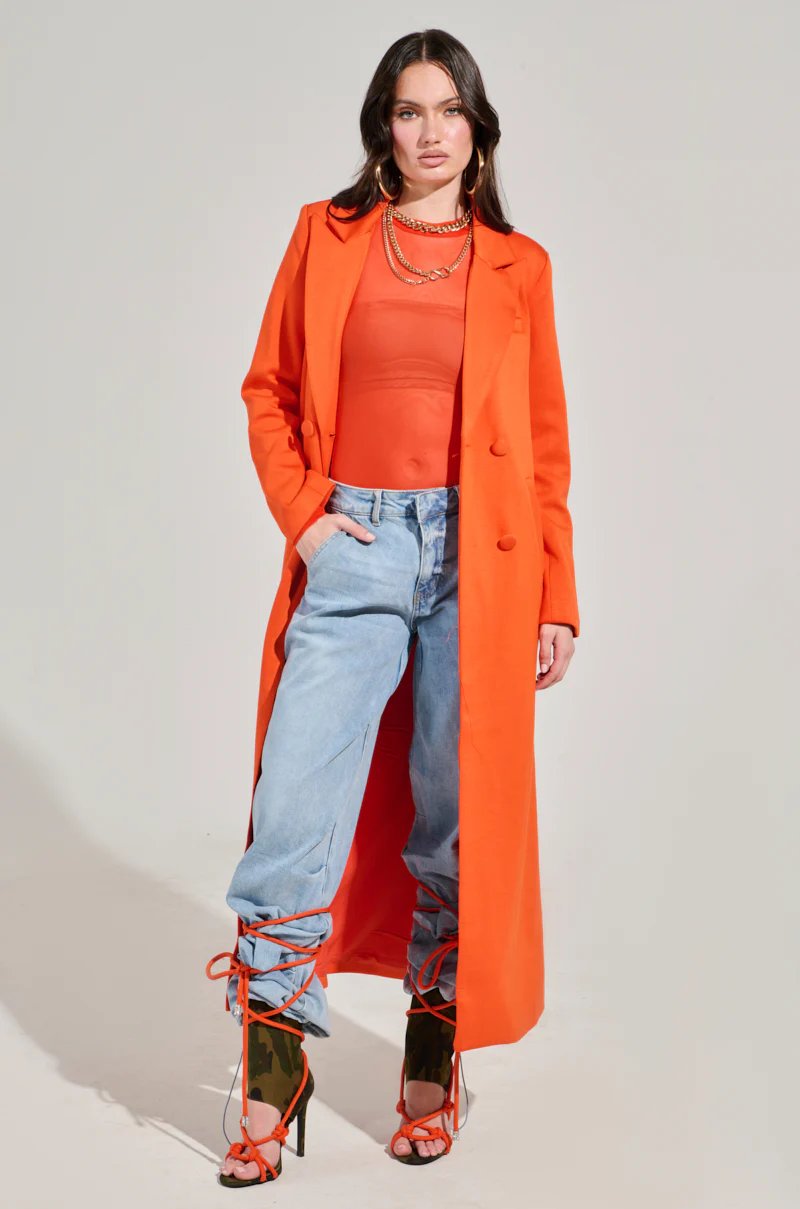 COCOA BUTTER SCUBA TRENCH IN ORANGE - Image 3