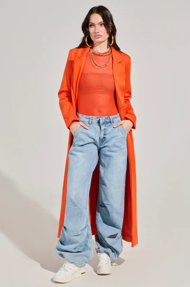 COCOA BUTTER SCUBA TRENCH IN ORANGE - Image 4