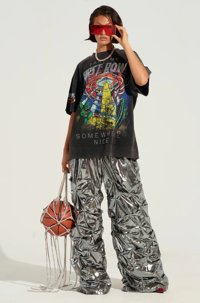 COINCIDENTAL LOVE OVERSIZED METALLIC RUCHED PANT - Image 8