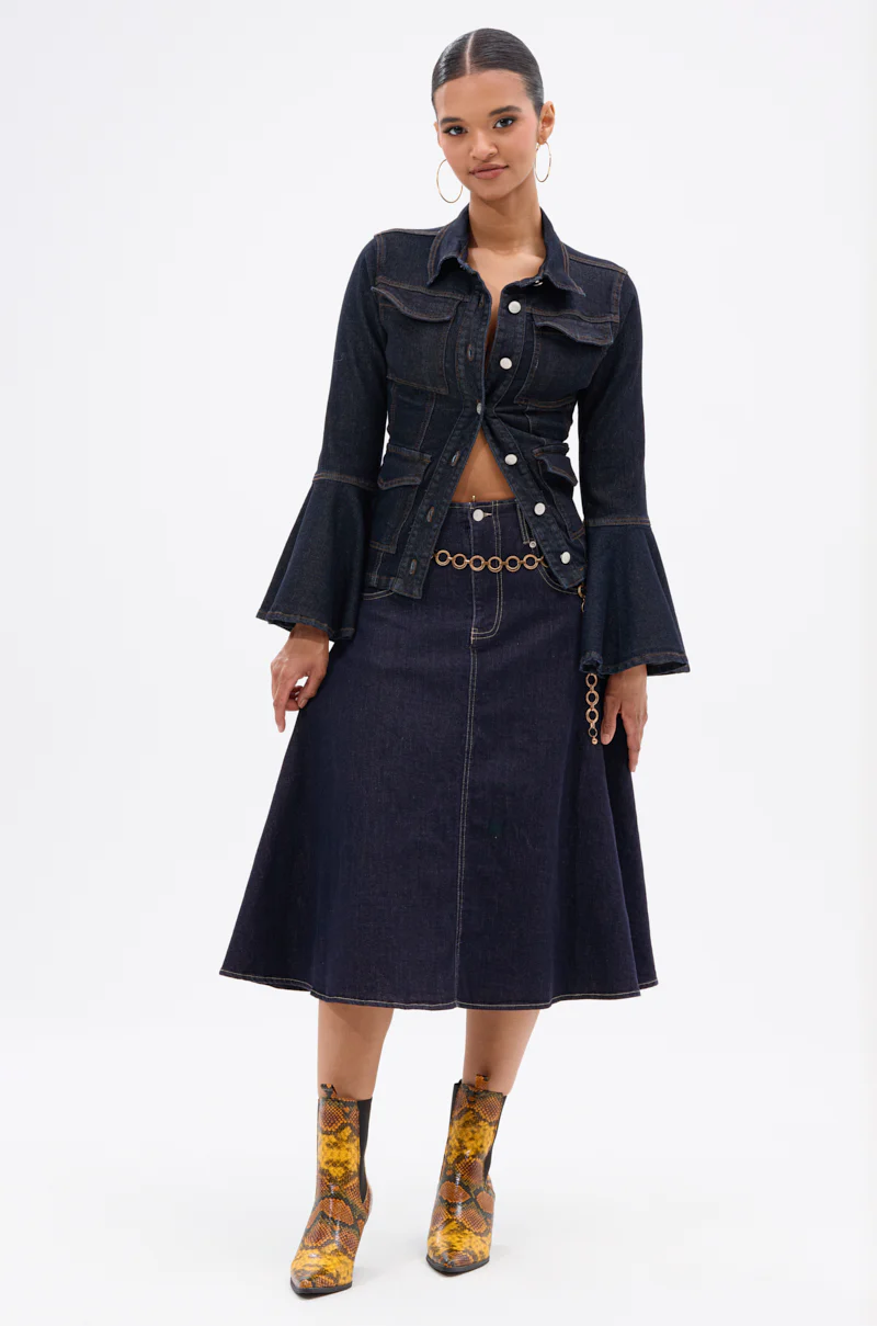 COME WITH ME DENIM MIDI SKIRT - Image 5
