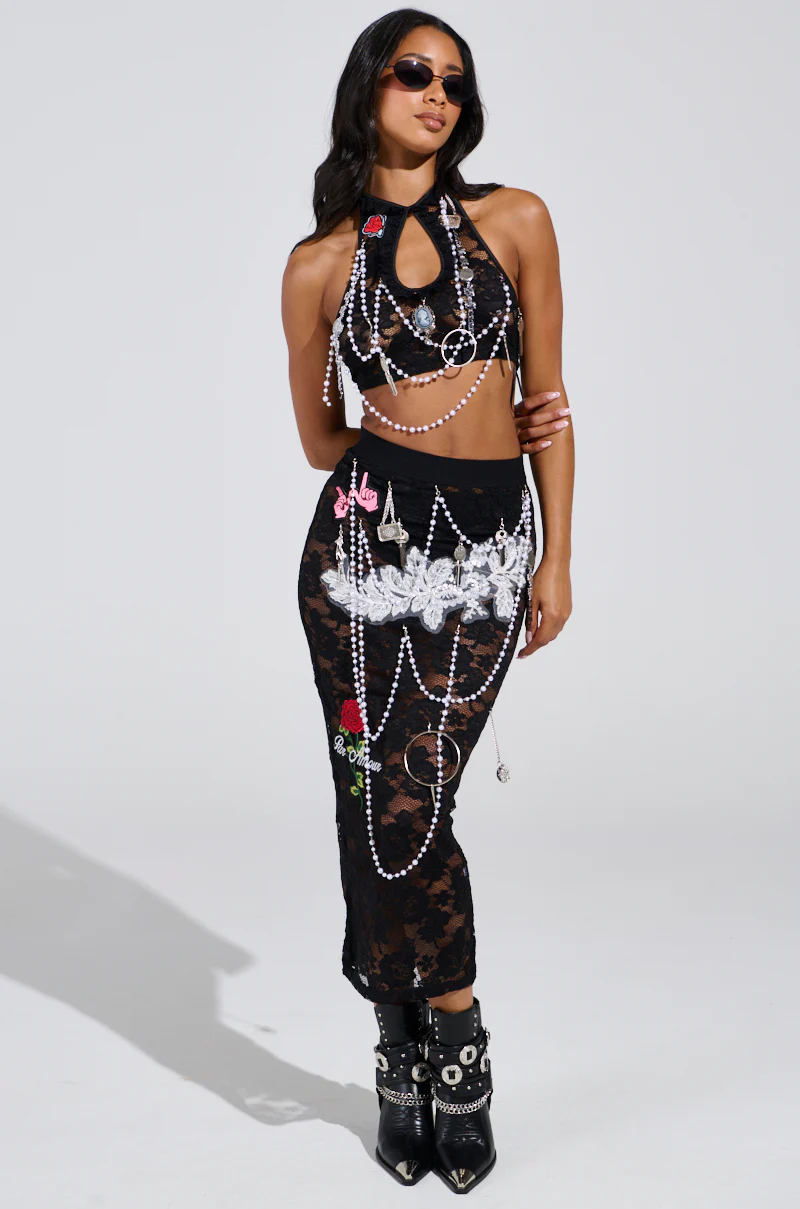 CONTROLLED CHAOS LACE MIDI SKIRT - Image 11