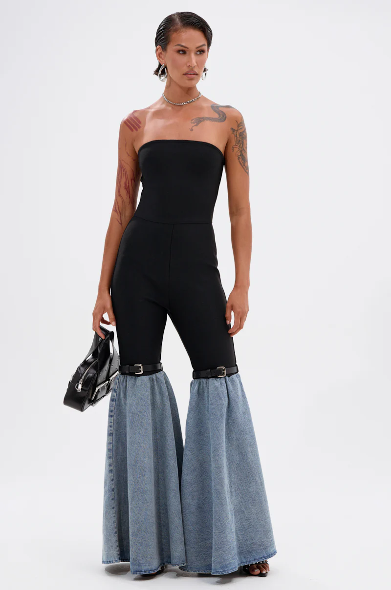 COOL GIRL DENIM BANDAGE JUMPSUIT - Image 3