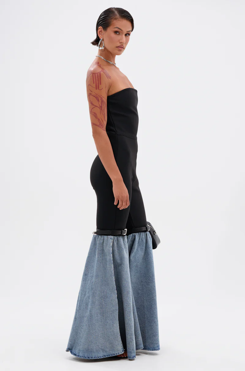 COOL GIRL DENIM BANDAGE JUMPSUIT - Image 4