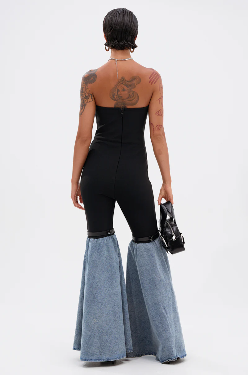 COOL GIRL DENIM BANDAGE JUMPSUIT - Image 5