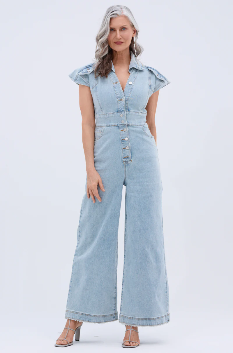 COOL GIRL WIDE LEG DENIM JUMPSUIT - Image 2