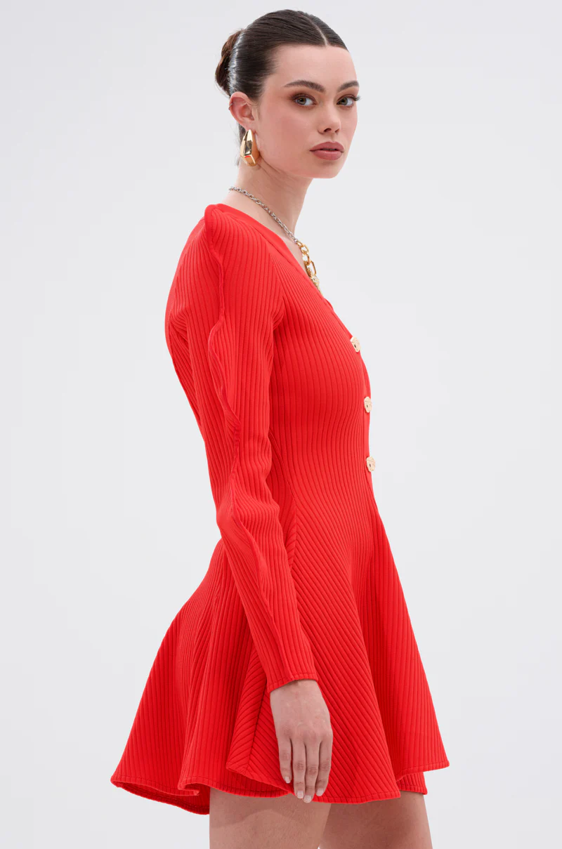 COOLEST ON THE BLOCK MINI DRESS IN RED - Image 3