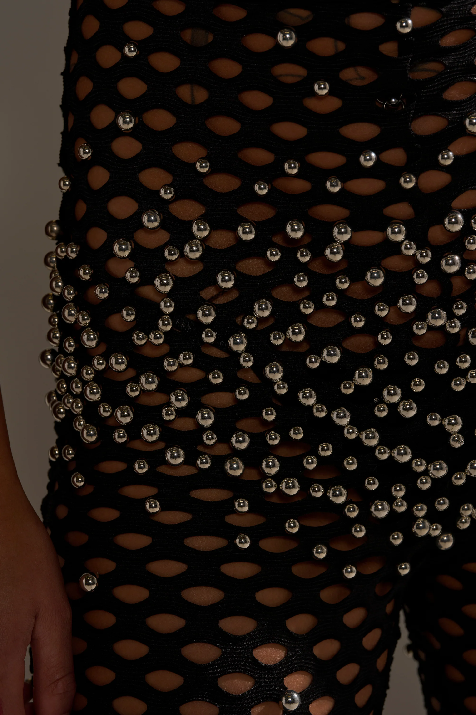 COULD NEVER BE ME BEADED MESH JUMPSUIT - Image 6