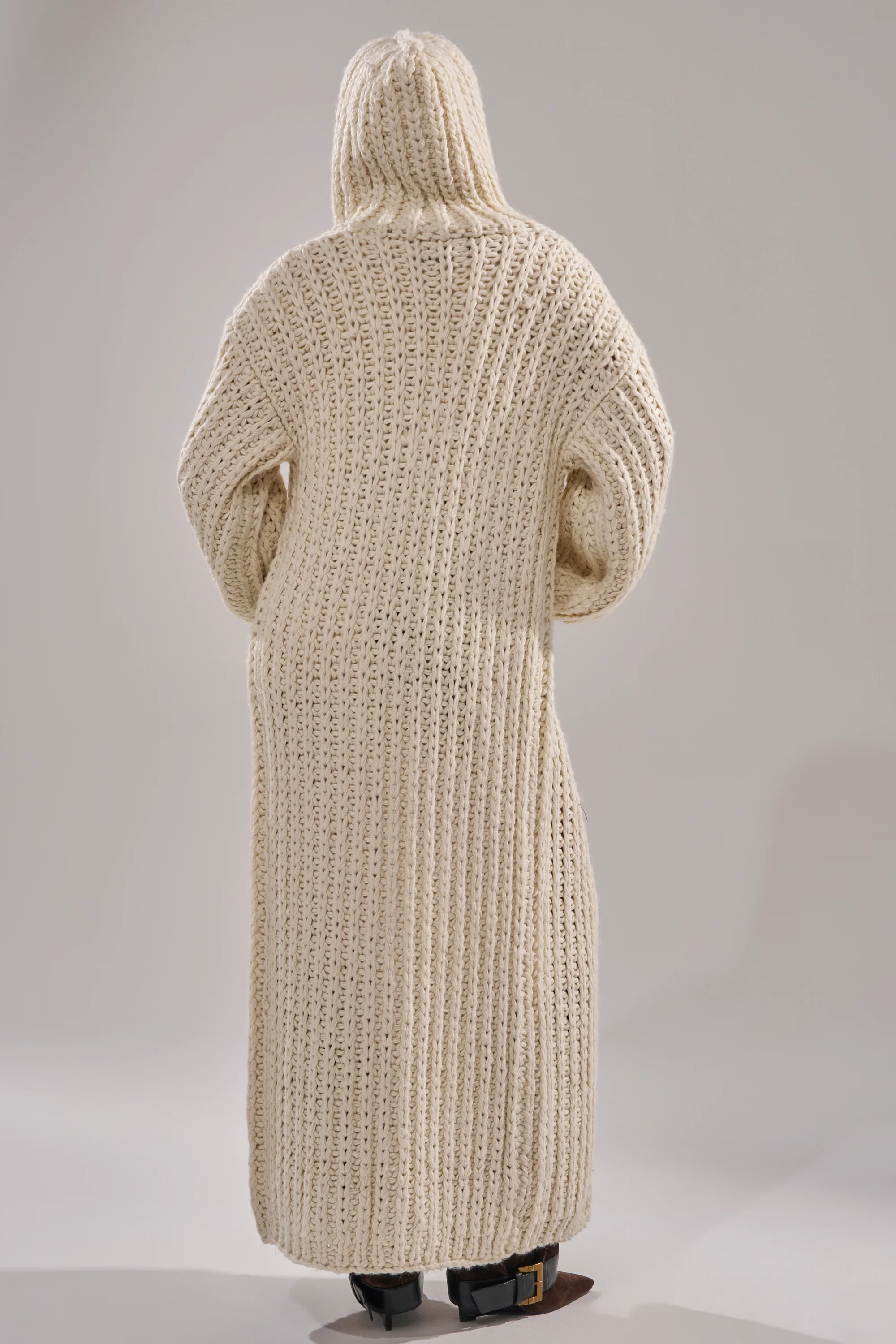 COZY CROCHET LONG HOODED CARDIGAN - Image 6
