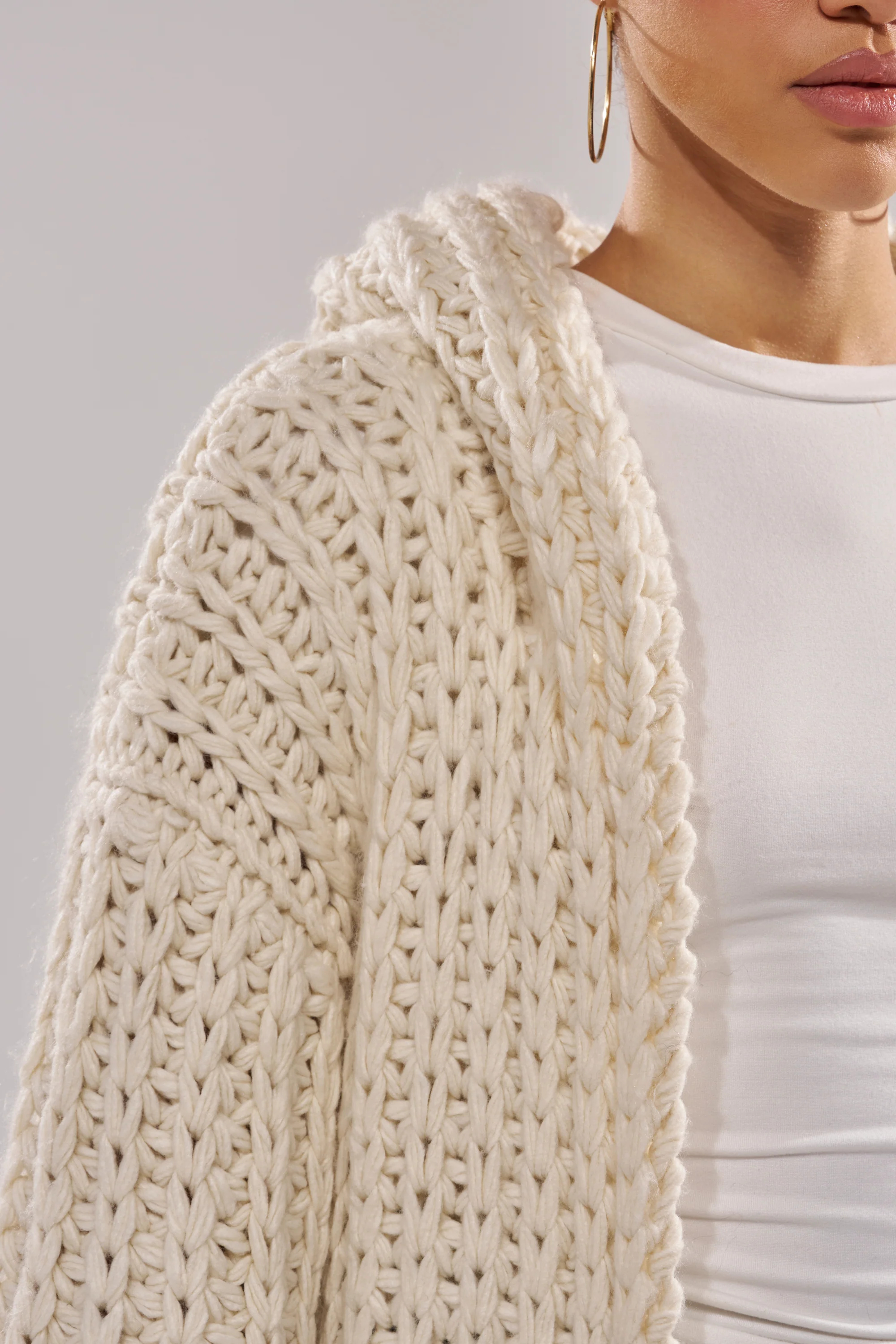 COZY CROCHET LONG HOODED CARDIGAN - Image 8