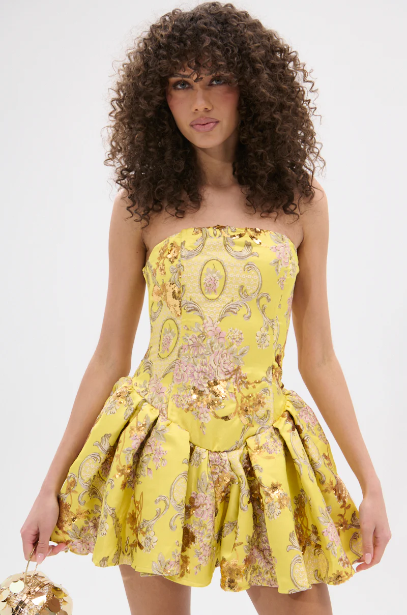 CRAZY IN LOVE BROCADE MINI DRESS - Image 2
