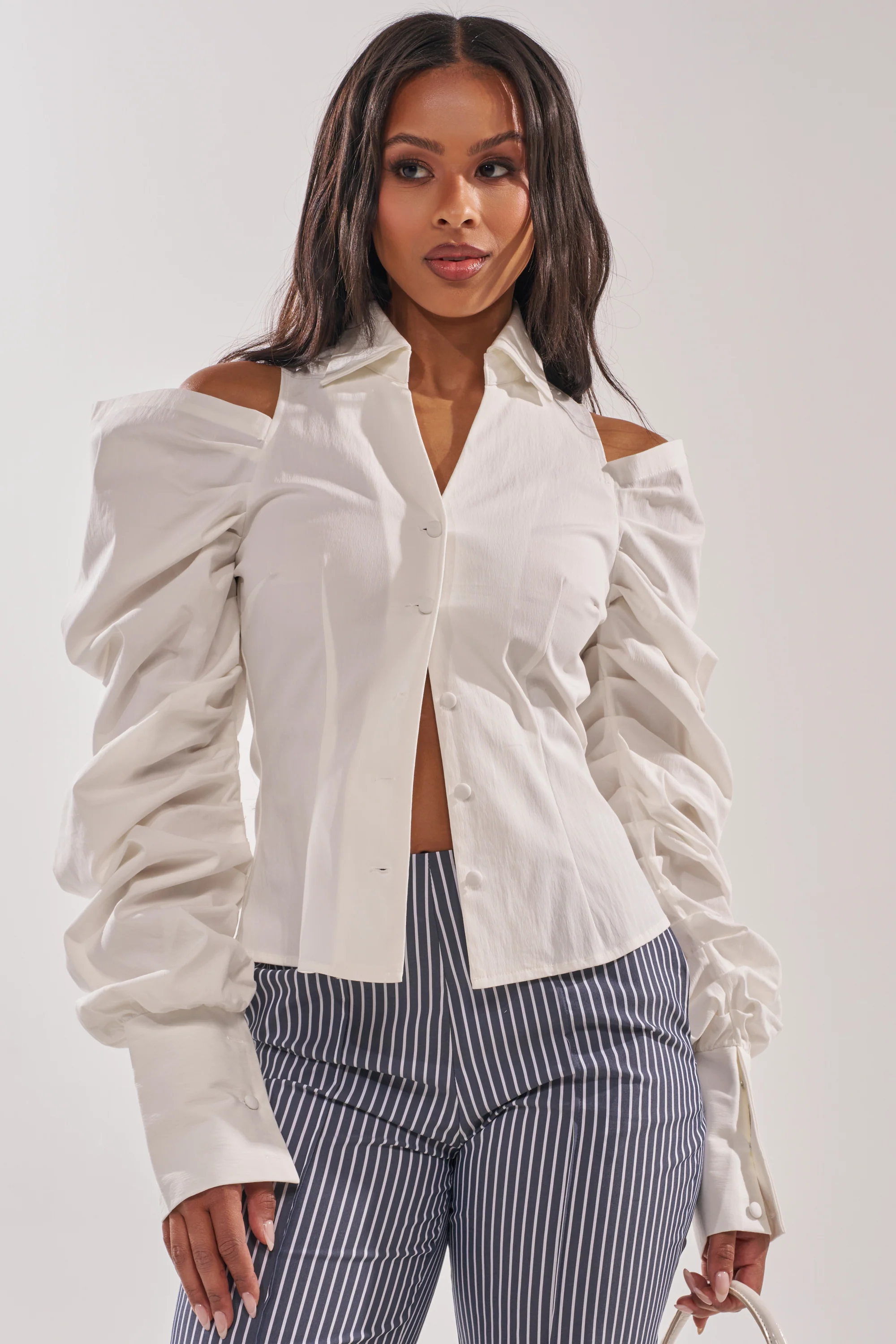 CRAZY IN LOVE WHITE BUTTON DOWN BLOUSE