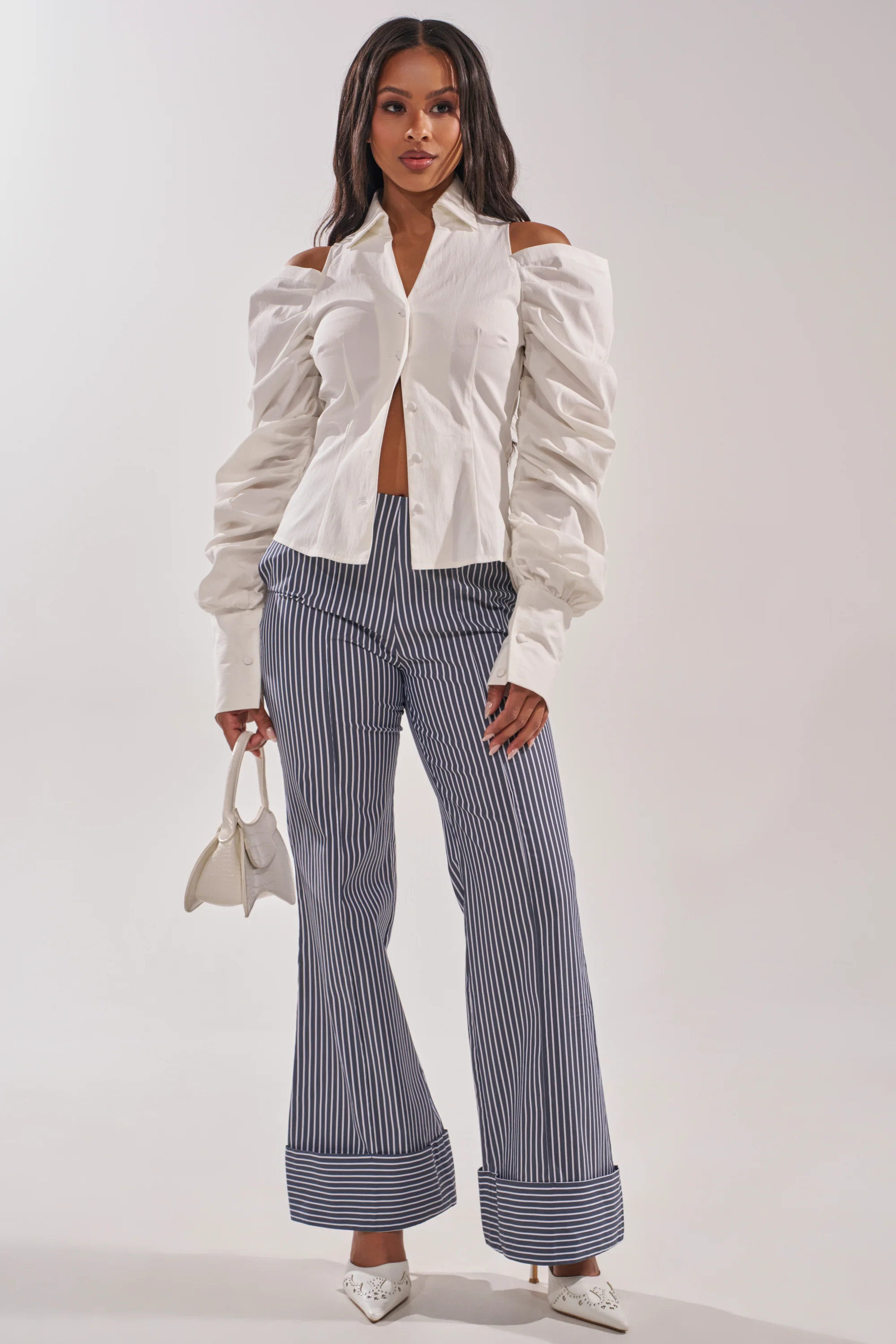 CRAZY IN LOVE WHITE BUTTON DOWN BLOUSE - Image 7