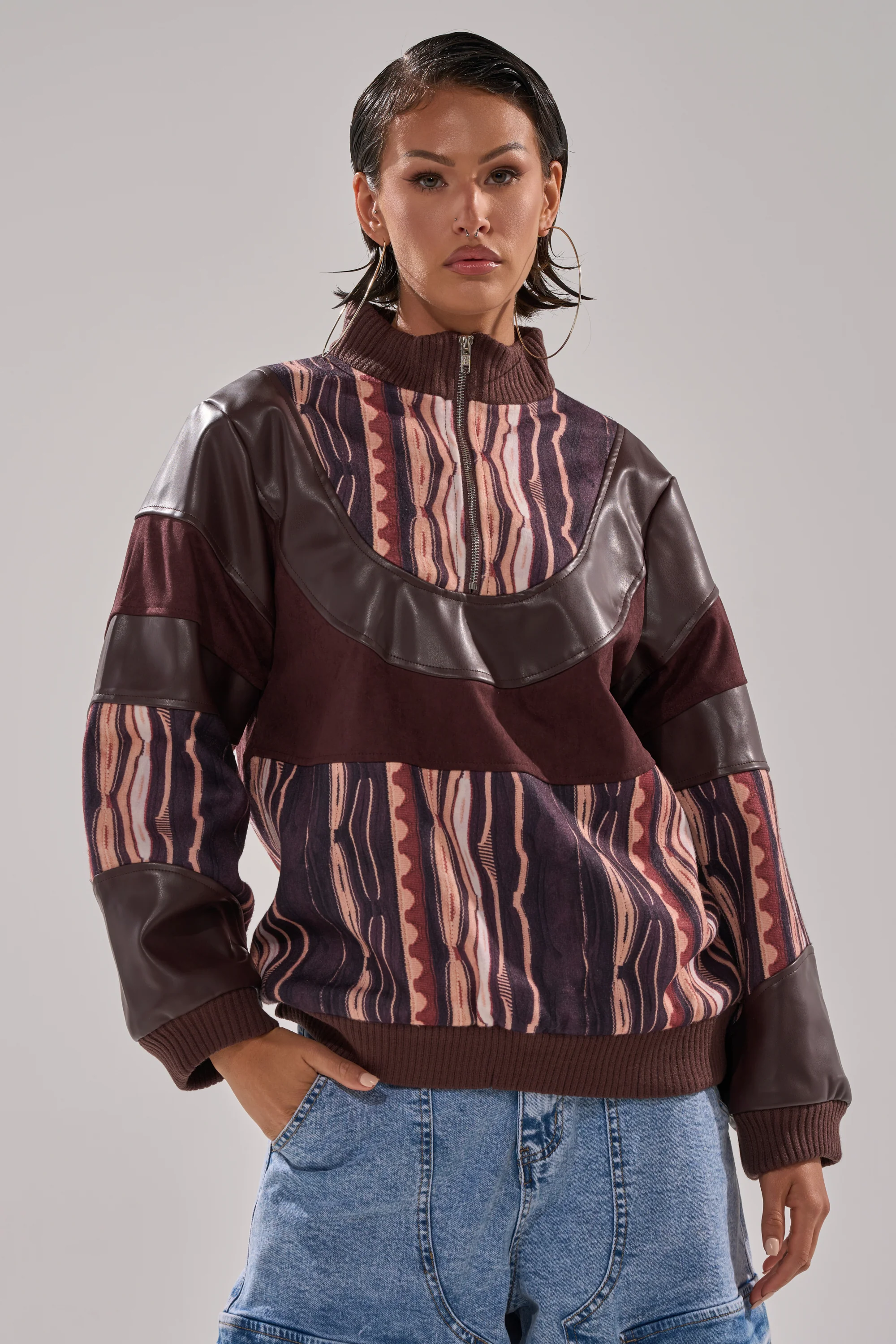 CRAZY IN LOVE FAUX LEATHER SWEATSHIRT - Image 3