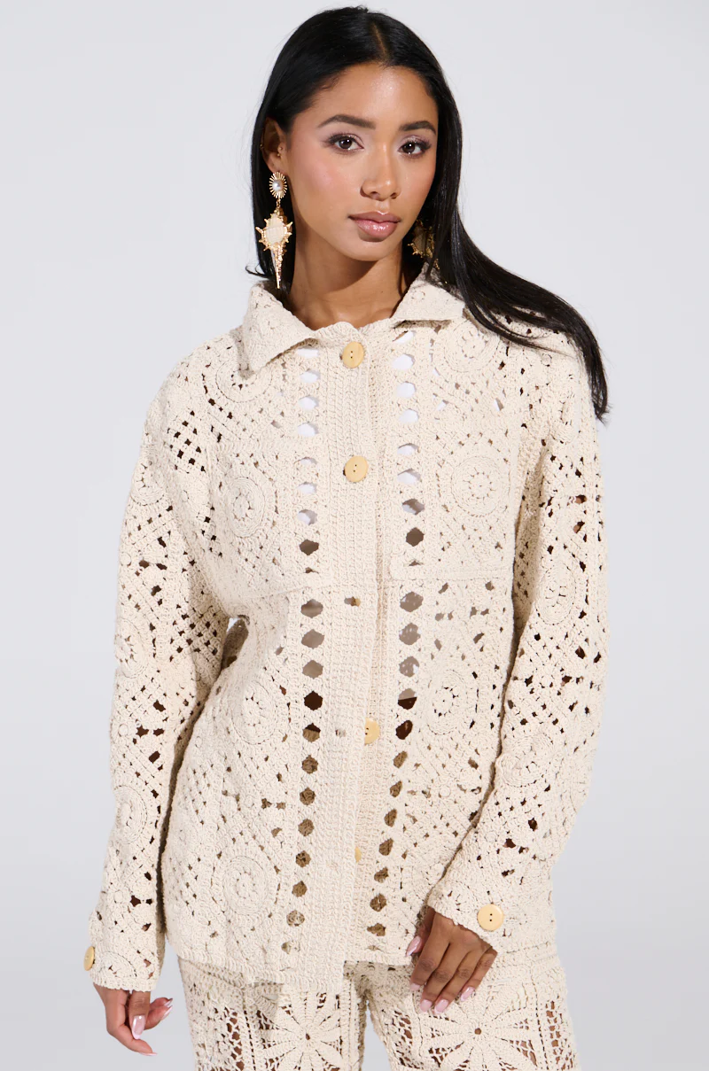 CROCHET KNIT BUTTON UP - Image 2