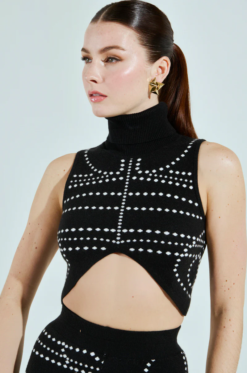 CROPPED DOTTED TURTLENECK SWEATER - Image 2