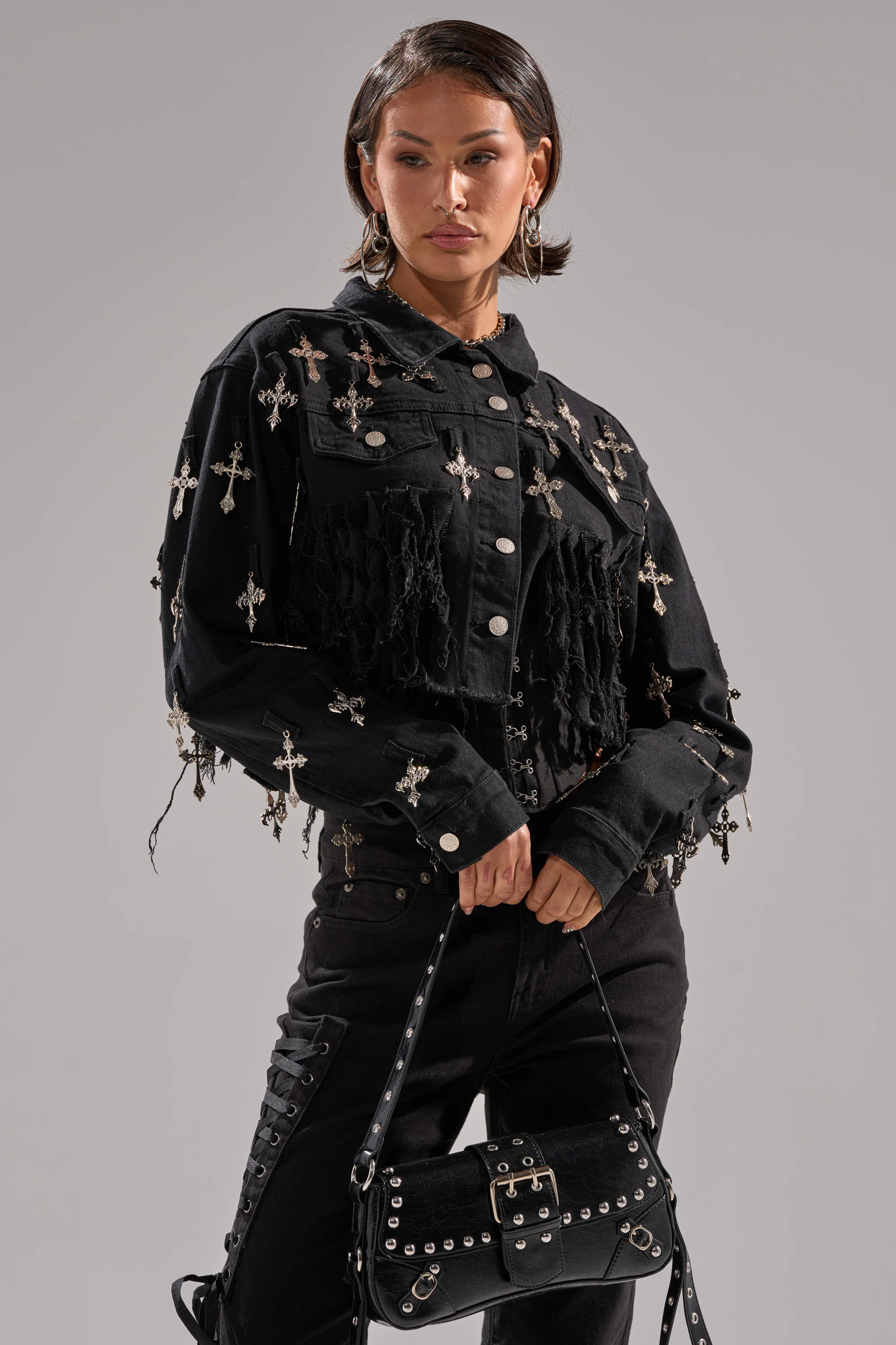 CROSS MY HEART ULTRA CROP DENIM JACKET - Image 5