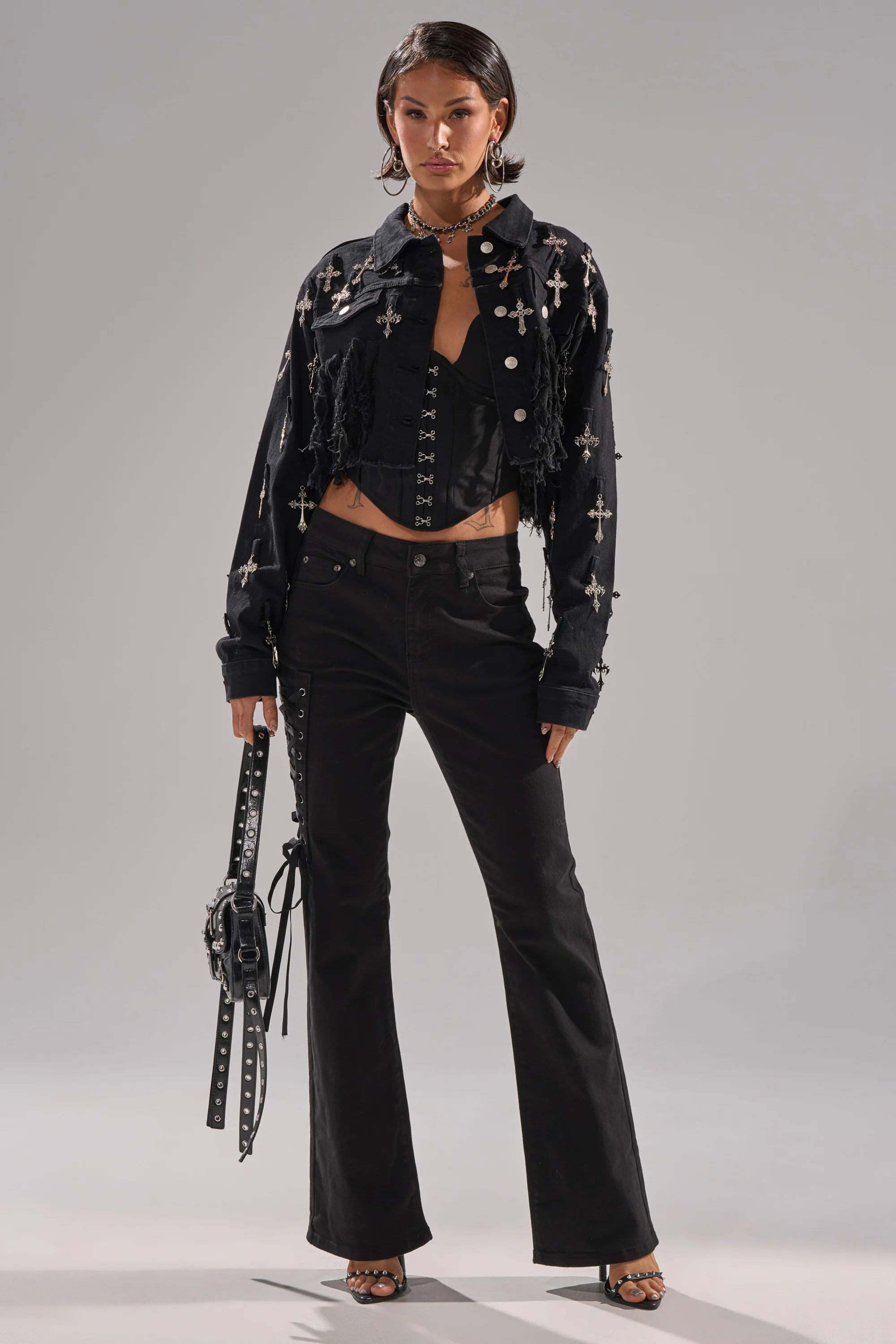 CROSS MY HEART ULTRA CROP DENIM JACKET - Image 8