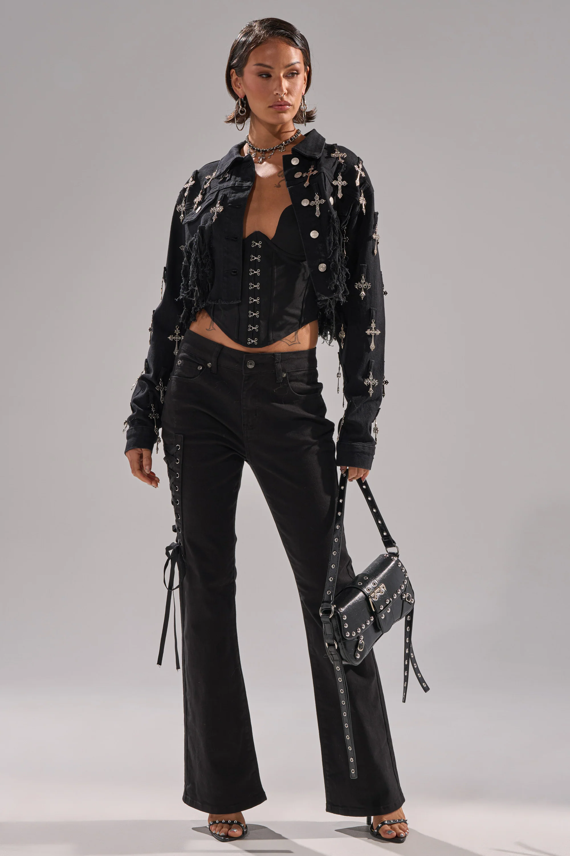 CROSS MY HEART ULTRA CROP DENIM JACKET - Image 9