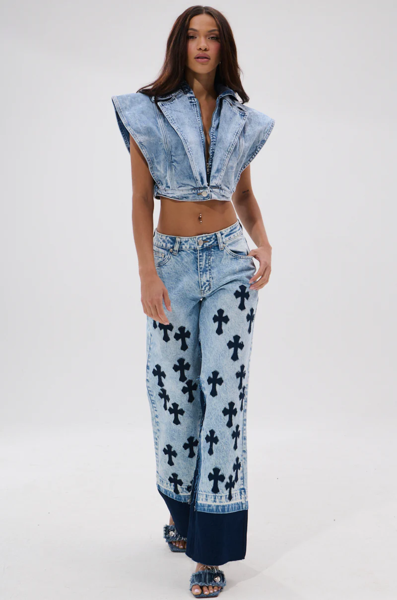CROSSED OUT WIDE LEG DENIM - Image 6