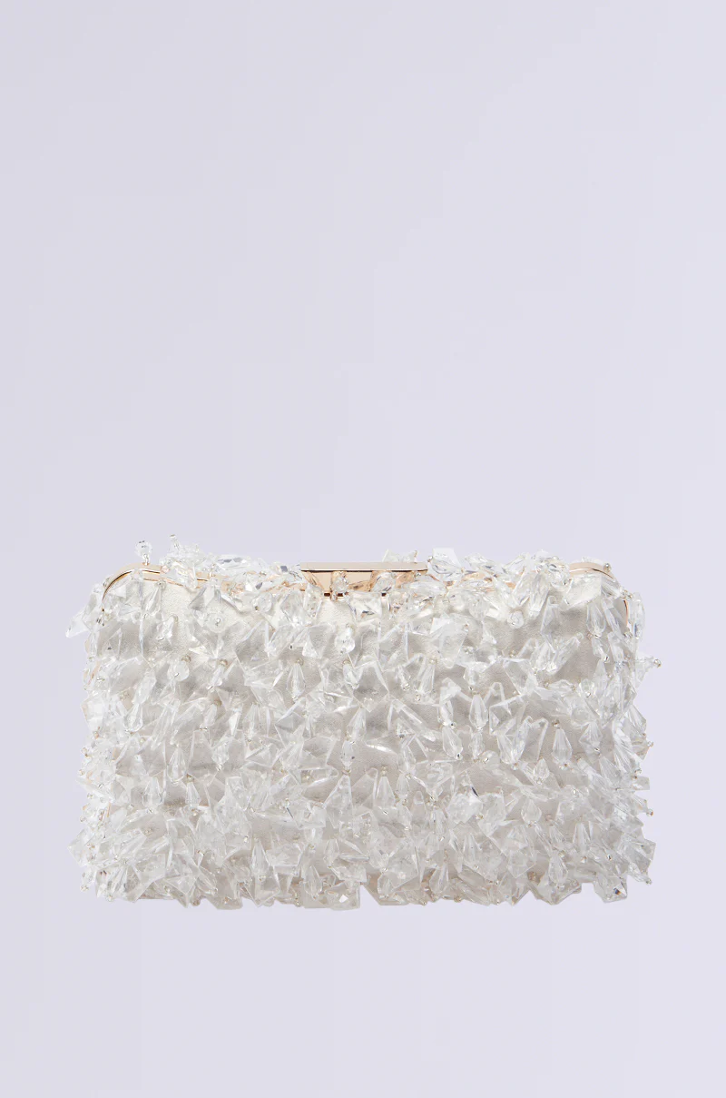 CRYSTAL CLEAR DRIPPY CLUTCH