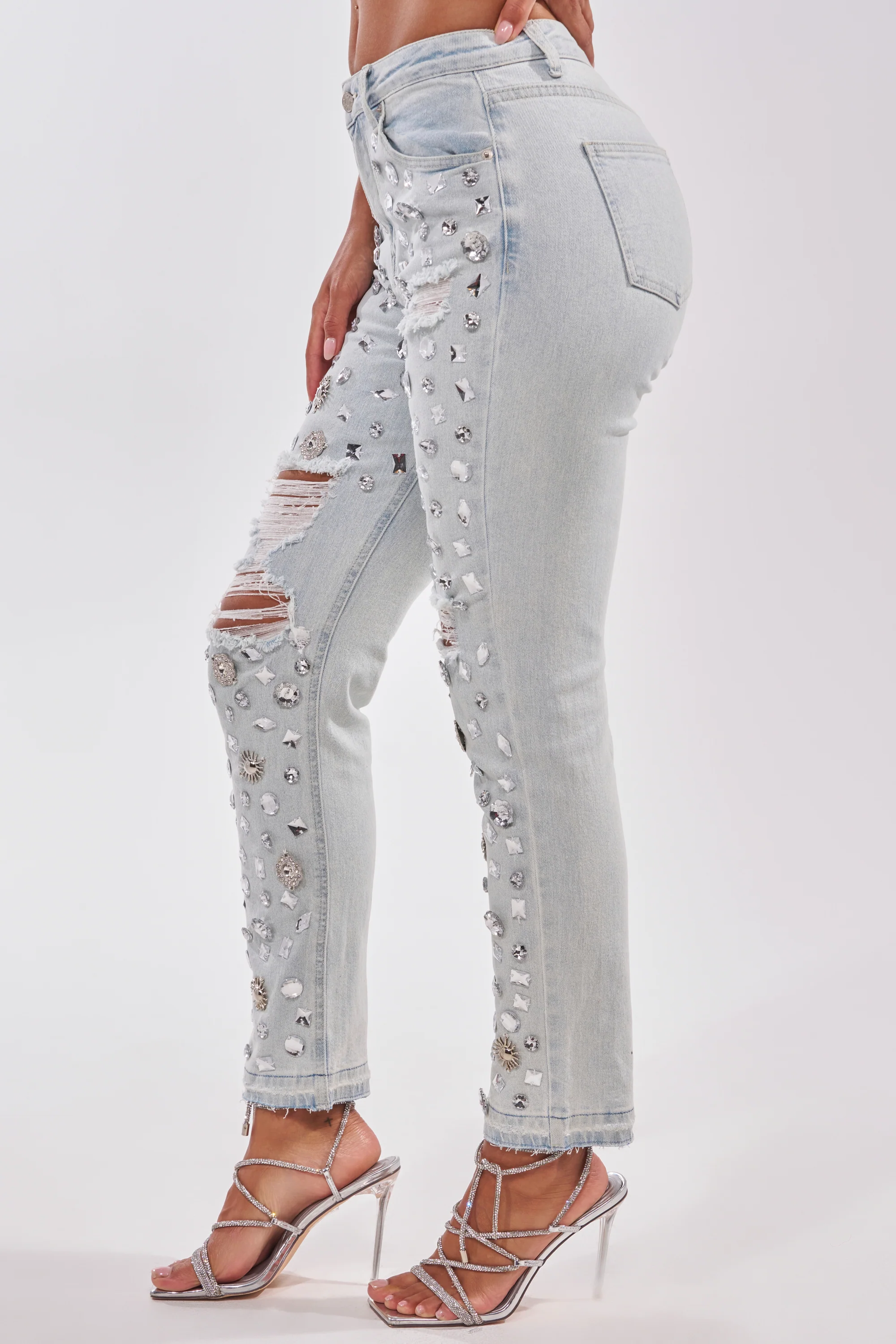 DAMN GIRL EMBELLISHED SKINNY DENIM - Image 3