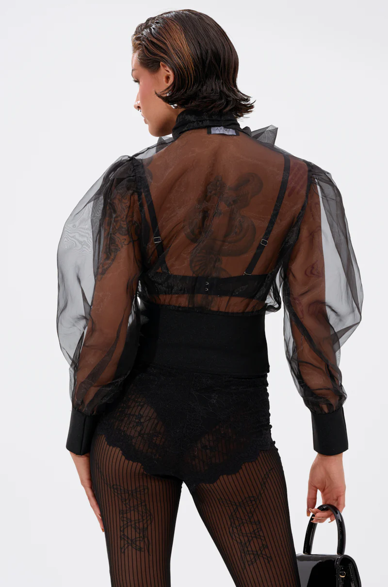 DANCE AND SHAKE BLOUSE WITH BOW IN BLACK - Image 5