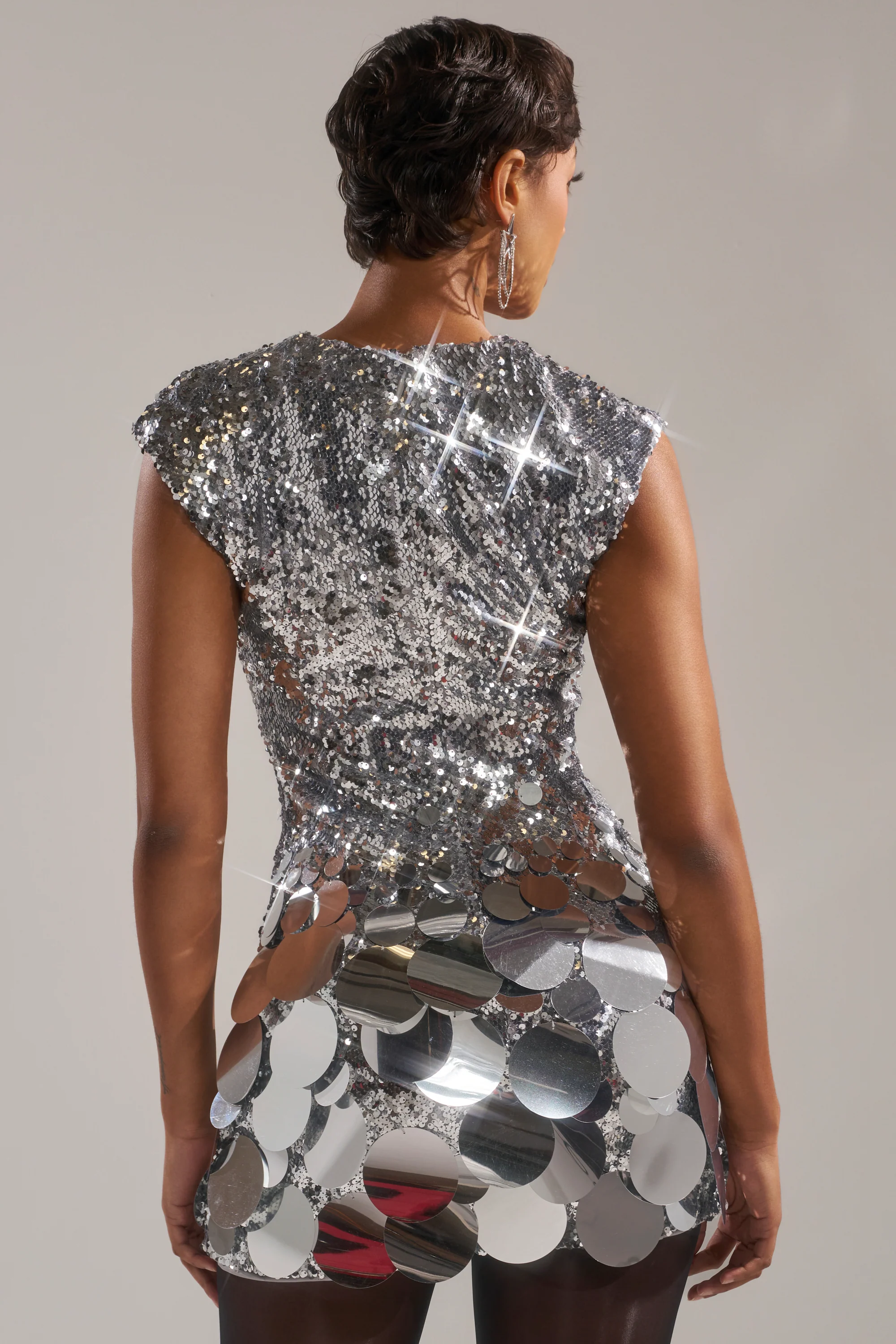 DANCE THE NIGHT AWAY SEQUIN MINI DRESS IN SILVER - Image 6