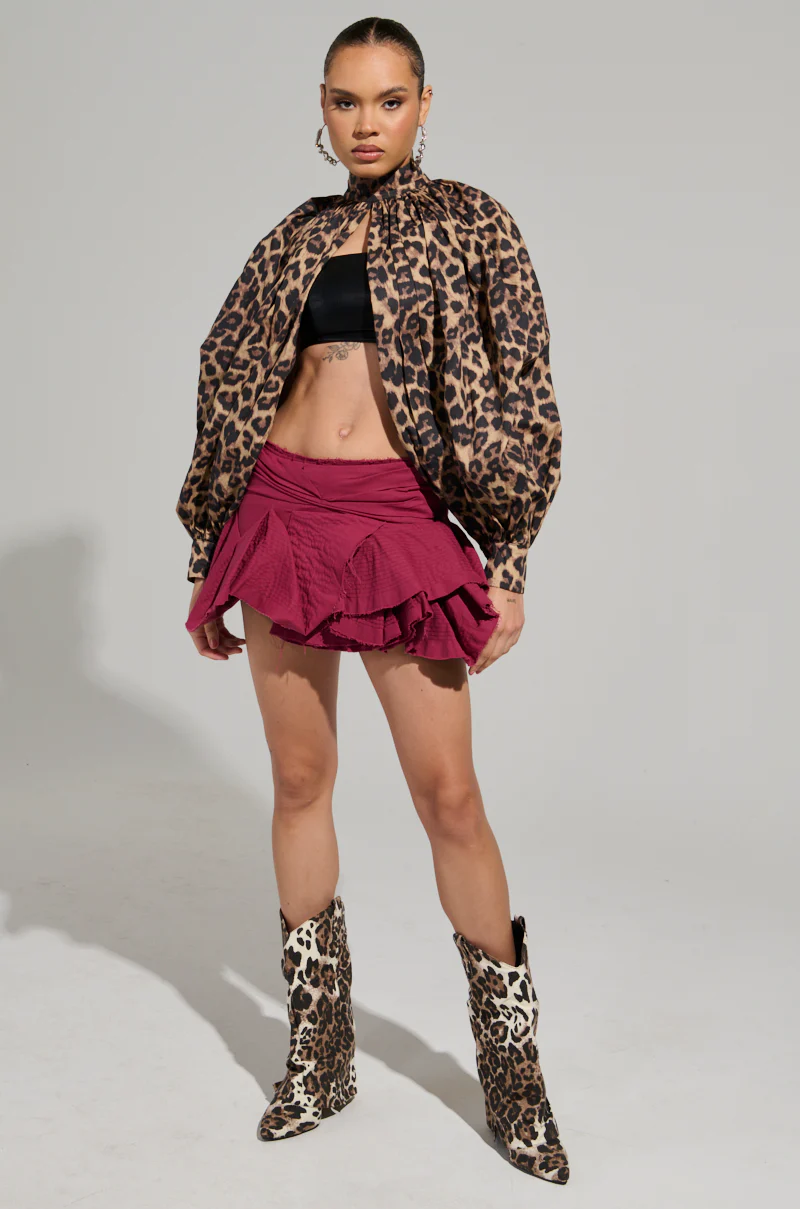 DANGEROUS GIRL LEOPARD LONG SLEEVE PUFF BLOUSE - Image 5