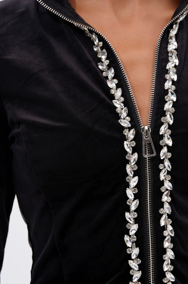 DARA RHINESTONE MOCK NECK ZIP-UP SWEATSHIRT - Image 10