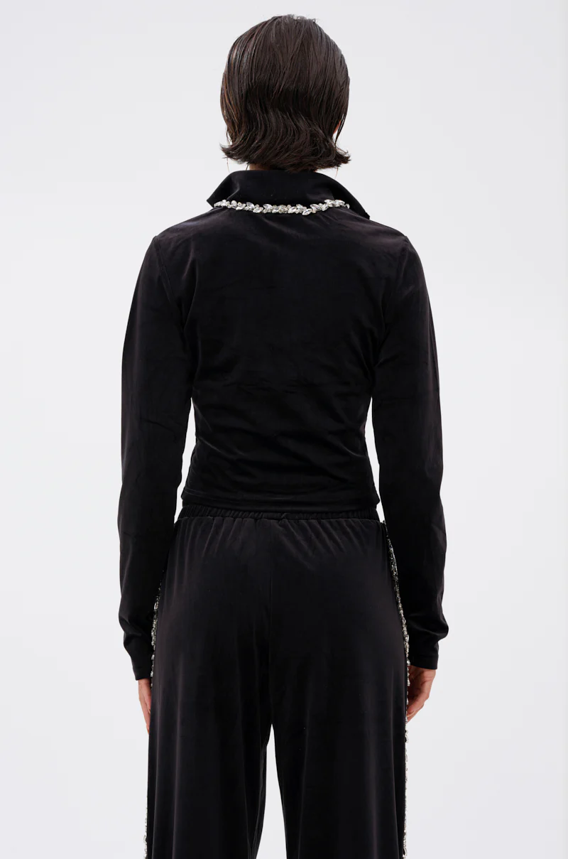 DARA RHINESTONE MOCK NECK ZIP-UP SWEATSHIRT - Image 6