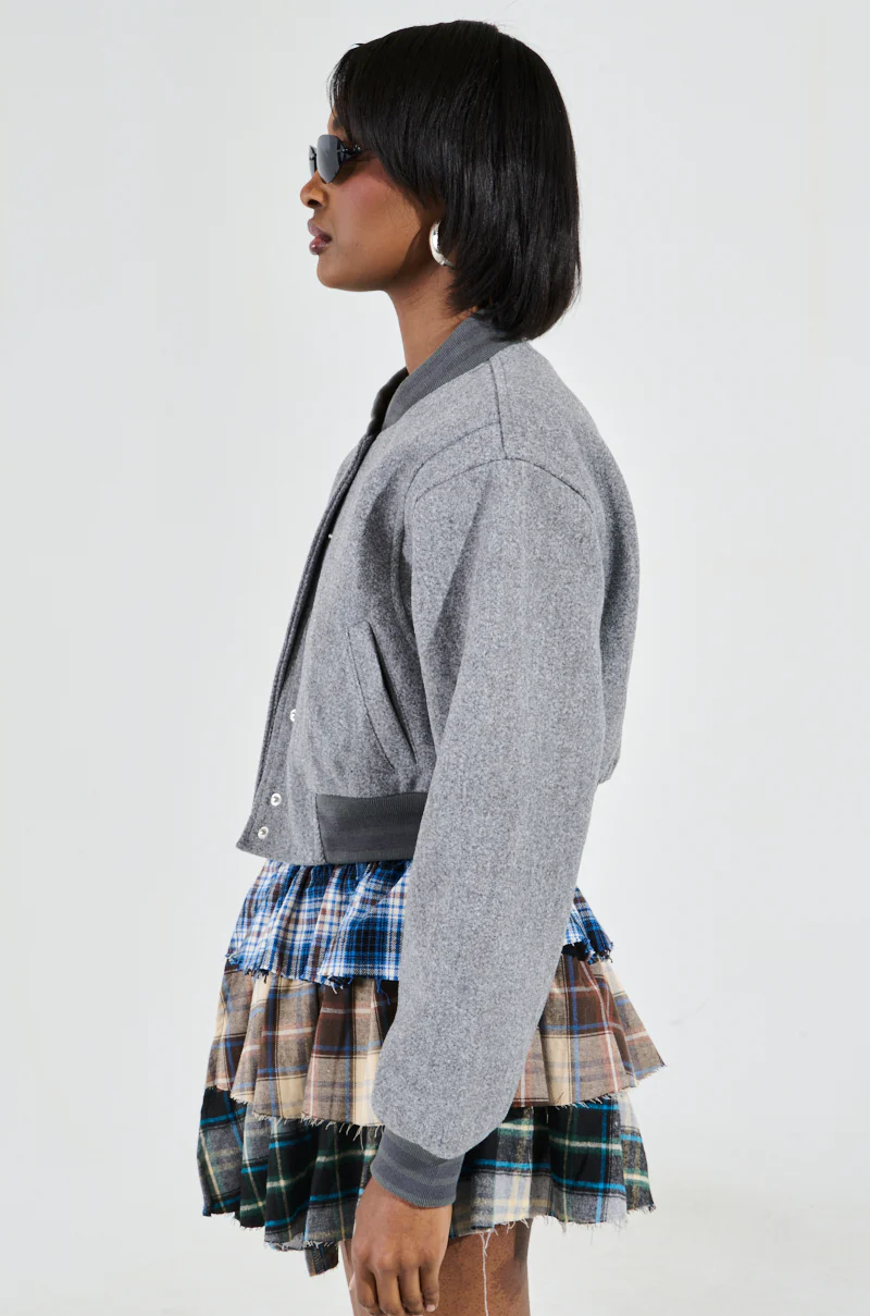 DAVIS EVERYDAY VARSITY BOMBER IN GREY - Image 4