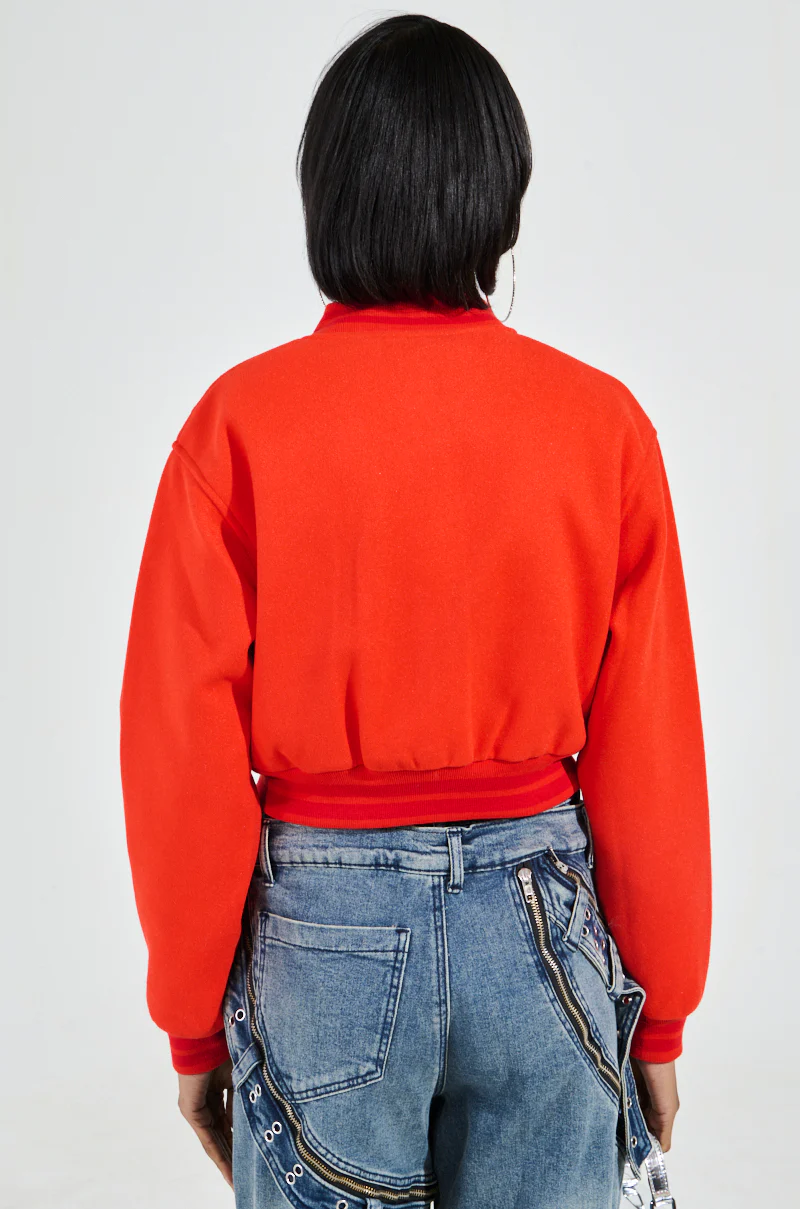 DAVIS EVERYDAY VARSITY BOMBER IN RED - Image 7